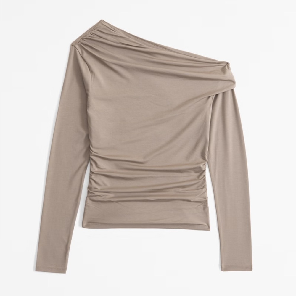 Taupe Gray Abercrombie top off shoulder L
